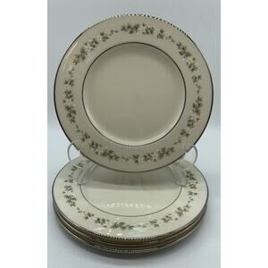 Vtg 4 Lenox Brookdale Bone China Platinum Trim 8 3/8” Salad Plate Discontinued